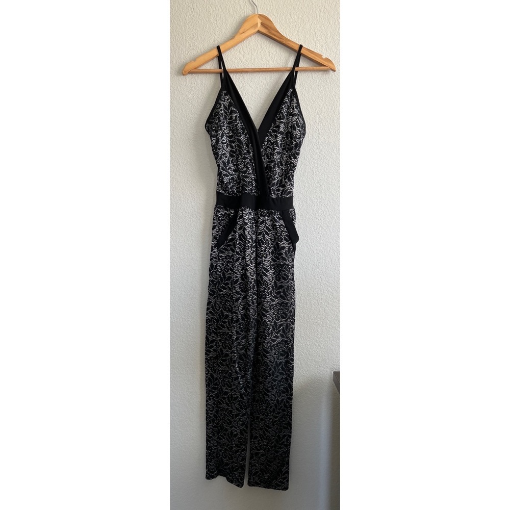 Black and Silver Sleeveless Jumpsuit with Pockets Size S